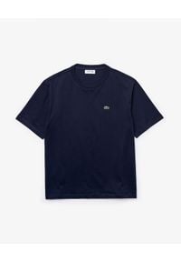 Lacoste - LACOSTE - Bawełniany t-shirt z haftem krokodyla. Kolor: niebieski. Materiał: bawełna. Wzór: haft. Styl: elegancki #3