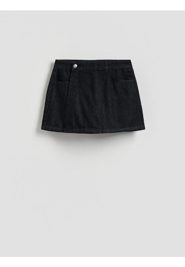 Reserved - Jeansowe spódnico-szorty - szary. Kolor: szary. Materiał: jeans