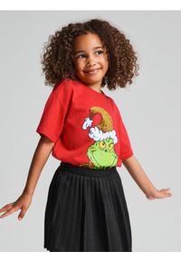 Sinsay - Bawełniana koszulka z nadrukiem Grinch - czerwony. Kolor: czerwony. Materiał: bawełna. Wzór: nadruk #1