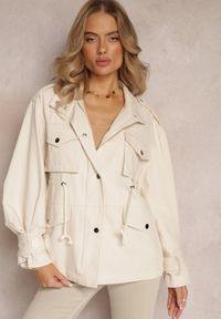 Renee - Jasnobeżowa Kurtka Parka z Dużymi Kieszeniami Umaila. Okazja: na co dzień. Kolor: beżowy. Długość: krótkie. Sezon: lato. Styl: casual