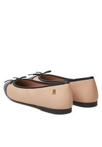 TOMMY HILFIGER - Tommy Hilfiger Baleriny Toe Cap Leather Ballerina FW0FW08759 Écru. Materiał: skóra #5
