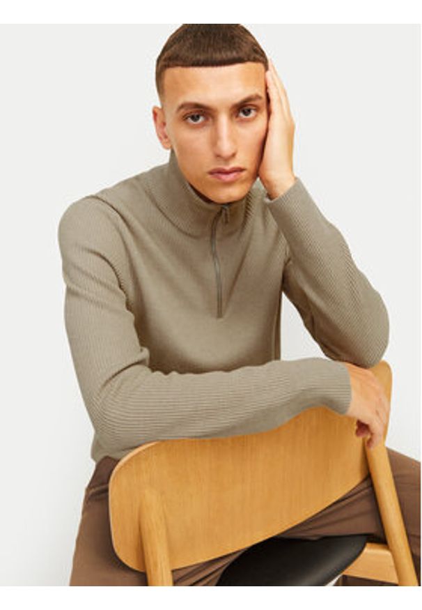 Jack & Jones Sweter Perfect 12257773 Beżowy Regular Fit. Kolor: beżowy. Materiał: bawełna