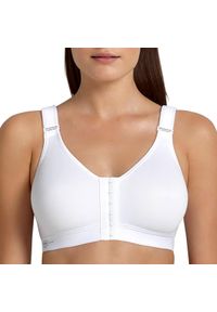 ANITA ACTIVE - Stanik fitness cardio frontline open. Kolor: fioletowy, biały, wielokolorowy. Materiał: poliester, elastan, poliamid, bawełna. Wzór: paski. Sport: fitness #1