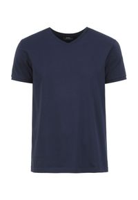 Ochnik - Granatowy basic T-shirt męski z logo. Kolor: niebieski. Materiał: materiał. Długość: krótkie #4