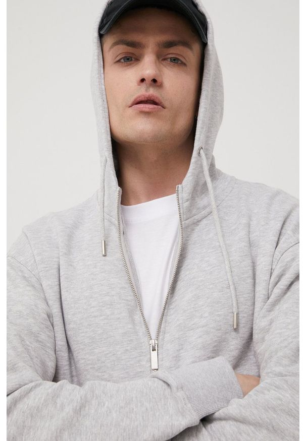 !SOLID - Solid bluza męska kolor szary z kapturem melanżowa. Typ kołnierza: kaptur. Kolor: szary. Materiał: bawełna. Wzór: melanż