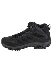 Buty trekkingowe męskie Merrell Moab Thermo Mid WP. Wysokość cholewki: za kostkę. Zapięcie: sznurówki. Kolor: czarny, szary, wielokolorowy. Materiał: tkanina, skóra, materiał, guma. Szerokość cholewki: normalna