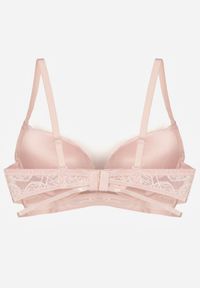 Renee - Różowy Koronkowy Biustonosz w Klasycznym Stylu z Aplikacją Galinassa. Kolor: różowy. Materiał: koronka. Wzór: aplikacja #3