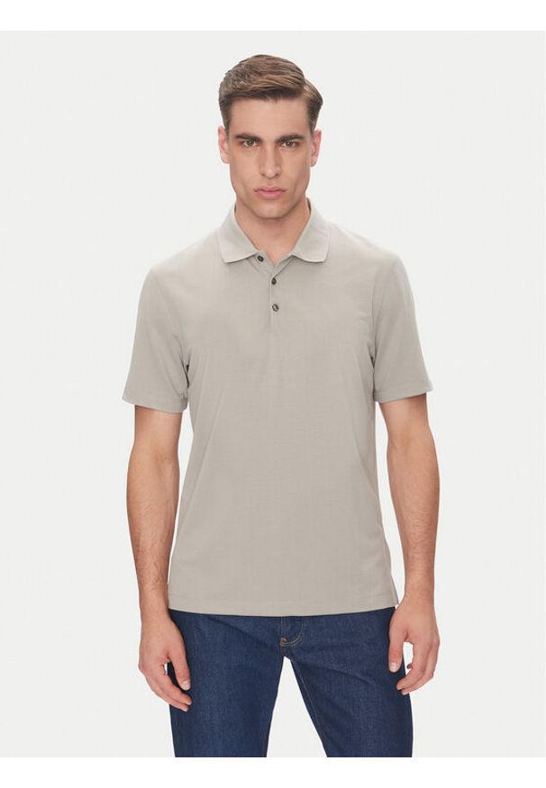 Calvin Klein Polo LV04LB220G Beżowy Regular Fit. Typ kołnierza: polo. Kolor: beżowy. Materiał: syntetyk