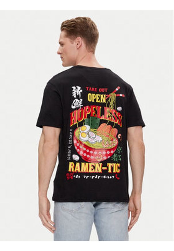 Brave Soul T-Shirt MTS-149TAKEAWAY Czarny Straight Fit. Kolor: czarny. Materiał: bawełna