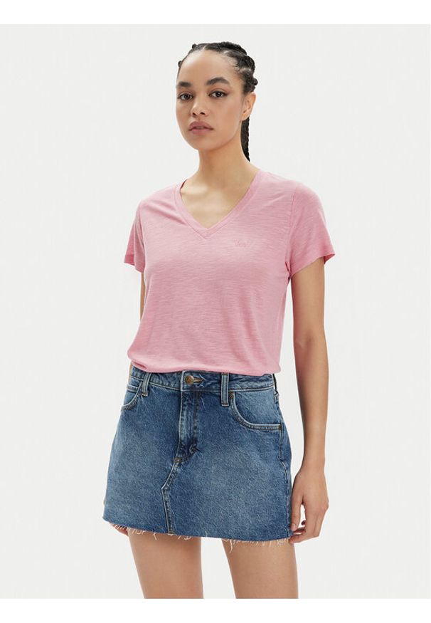 Lee T-Shirt 112350202 Różowy Regular Fit. Kolor: różowy. Materiał: len