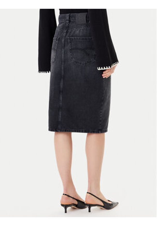 Marella Spódnica jeansowa 2523106054200 Czarny Regular Fit. Kolor: czarny. Materiał: bawełna
