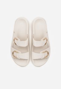 Renee - Białe Klapki z Metalicznymi Klamrami Eudare. Kolor: biały. Sezon: lato. Styl: elegancki #8