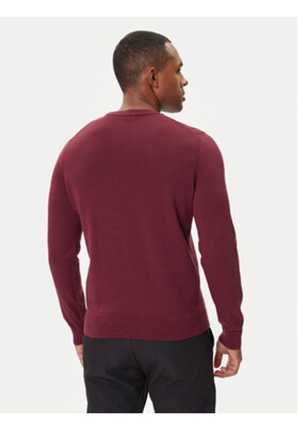 Hugo - HUGO Sweter San Cassius-C1 50475083 Bordowy Regular Fit. Kolor: czerwony. Materiał: bawełna