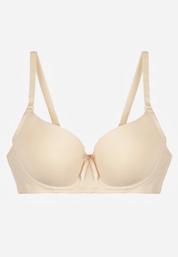 Renee - Beżowy Gładki Biustonosz o Klasycznym Fasonie Arriethia. Kolor: beżowy. Wzór: gładki