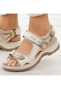 Beżowe skórzane sandały damskie T.Sokolski L26-624. Okazja: na spacer, na co dzień. Zapięcie: rzepy. Kolor: beżowy. Materiał: skóra. Sezon: wiosna, lato. Styl: casual, klasyczny, sportowy #1