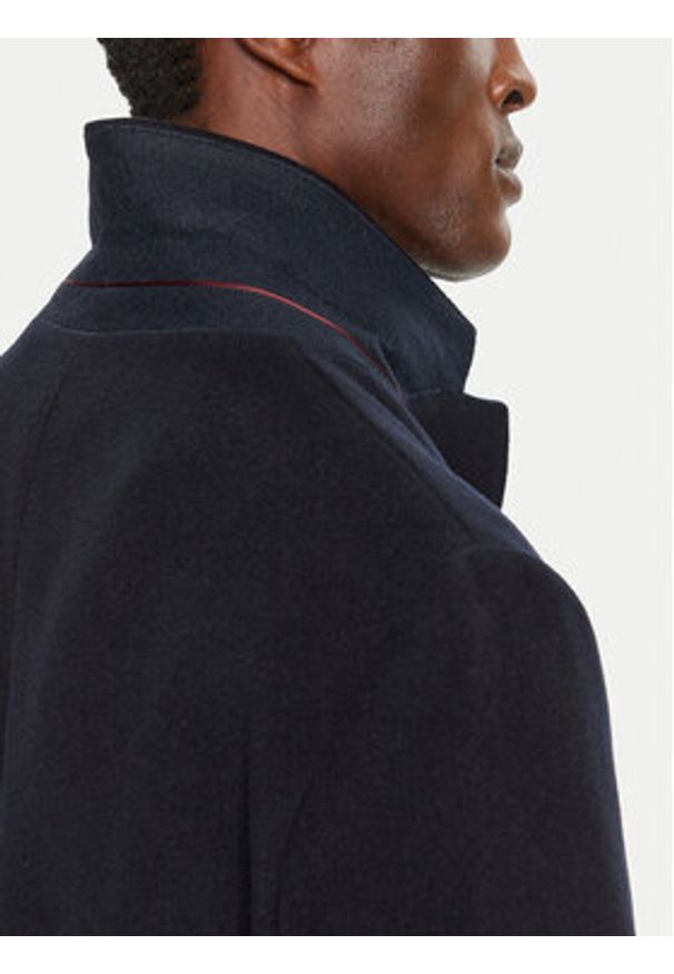 TOMMY HILFIGER - Tommy Hilfiger Płaszcz wełniany MW0MW36611 Granatowy Regular Fit. Kolor: niebieski. Materiał: wełna
