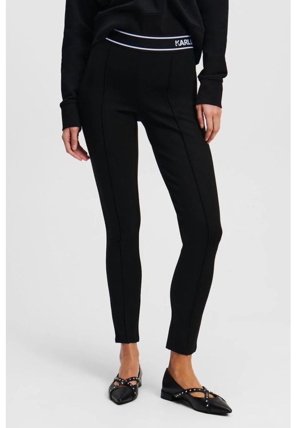 Karl Lagerfeld - KARL LAGERFELD Czarne damskie legginsy, Rozmiar XS. Kolor: czarny. Materiał: materiał