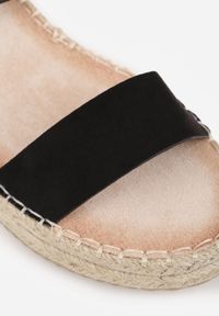 Born2be - Czarne Sandały VICES na Grubej Podeszwie z Plecionki z Paskiem z Klamerką Jakelise. Okazja: na co dzień. Zapięcie: pasek. Kolor: czarny. Materiał: len. Sezon: wiosna, lato. Styl: casual #5