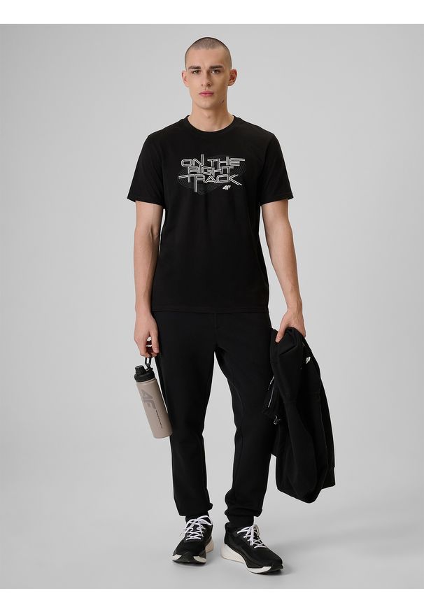 4f - 4F Spodnie dresowe joggery męskie - czarne S. Kolor: czarny. Materiał: dresówka