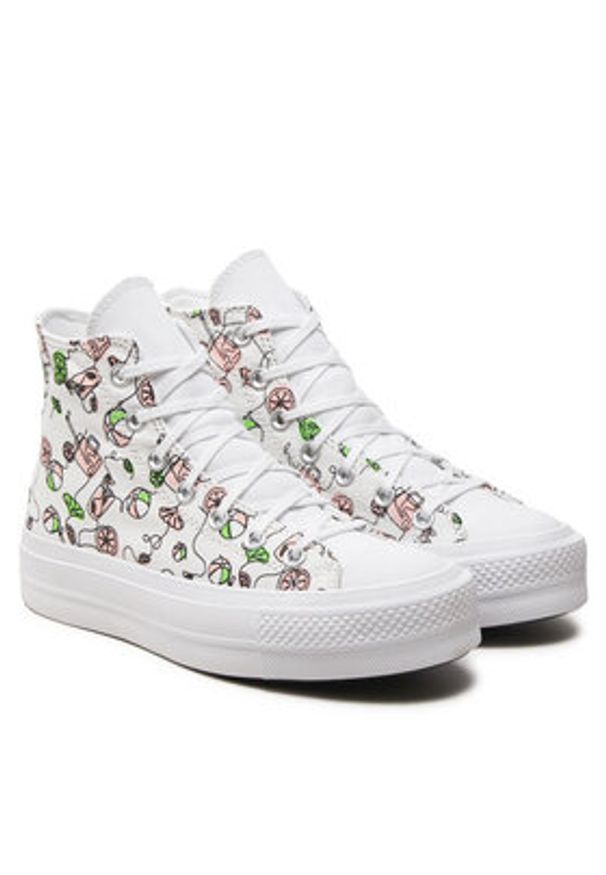 Converse Trampki Chuck Taylor All Star Lift Platform Pink Lemonade A07561C Biały. Kolor: biały. Materiał: materiał. Obcas: na platformie