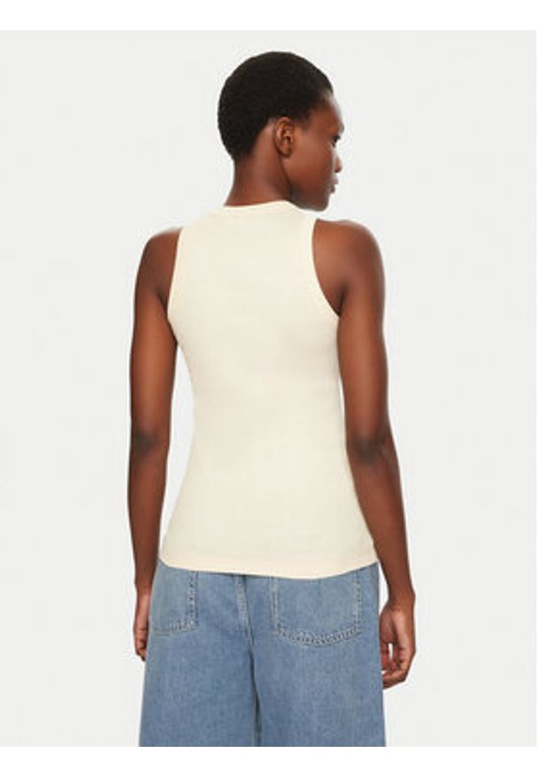 IVY & OAK - IVY OAK Top Klara IO1100X2350 Beżowy Slim Fit. Kolor: beżowy. Materiał: bawełna
