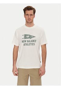 New Balance T-Shirt MT51924 Biały Relaxed Fit. Kolor: biały. Materiał: bawełna