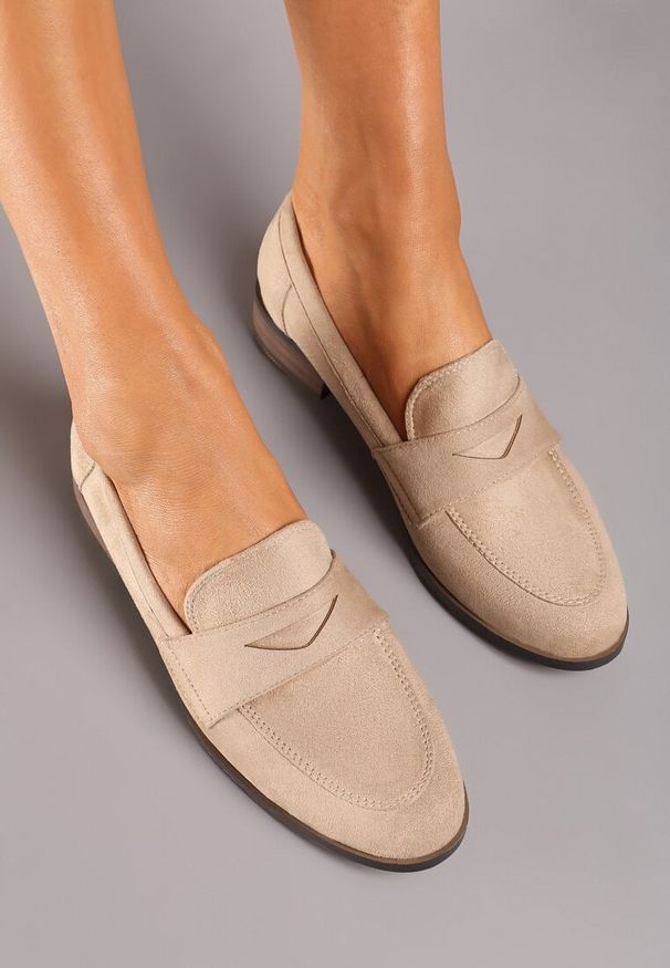 Born2be - Beżowe Mokasyny Loafersy o Klasycznym Fasonie na Płaskiej Podeszwie Dailara. Kolor: beżowy. Materiał: jeans. Obcas: na płaskiej podeszwie. Styl: klasyczny
