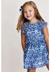 Mayoral - Sukienka dziecięca. Kolor: niebieski. Materiał: tkanina, bawełna, poliester, materiał. Długość rękawa: krótki rękaw. Typ sukienki: rozkloszowane. Długość: mini #2