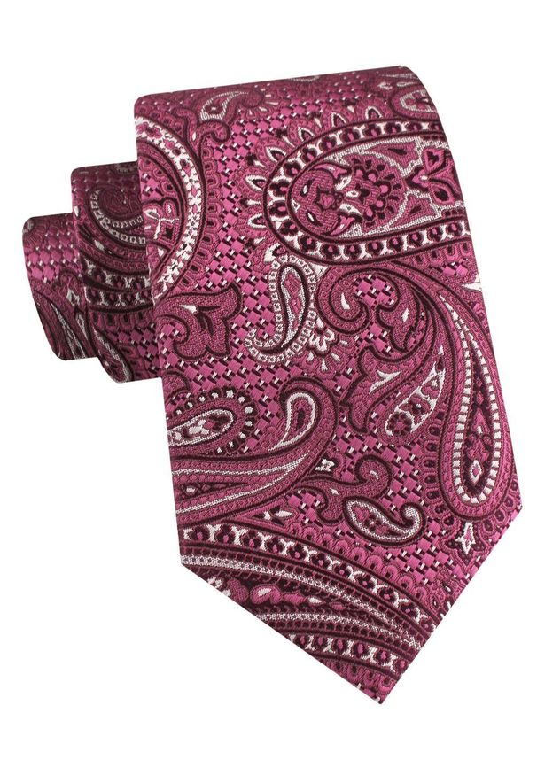 Męski Krawat - Fuksja Festiwal, Orientalny Wzór - Alties. Kolor: różowy. Materiał: tkanina. Styl: elegancki, wizytowy