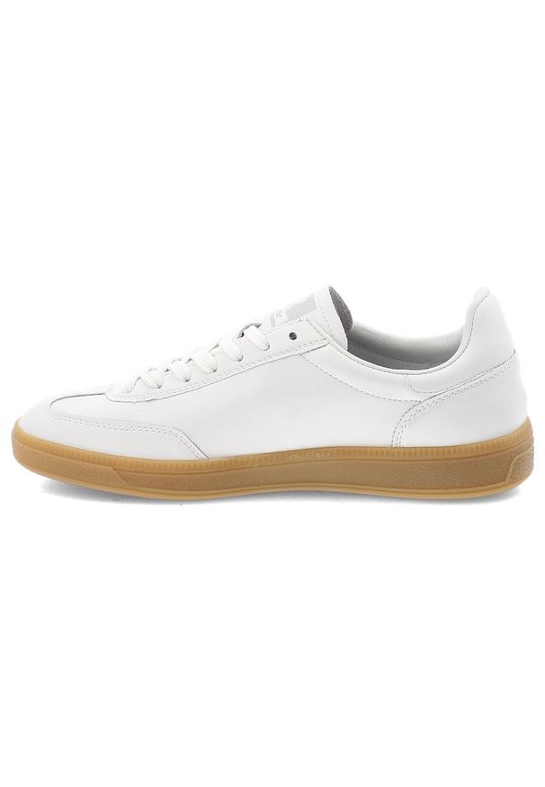 Białe Sneakersy Rieker Modne Płaskie Obuwie Damskie. Okazja: na co dzień. Zapięcie: sznurówki. Kolor: biały. Materiał: skóra, guma. Szerokość cholewki: normalna