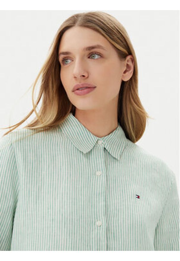 TOMMY HILFIGER - Tommy Hilfiger Koszula WW0WW44679 Zielony Regular Fit. Kolor: zielony. Materiał: len