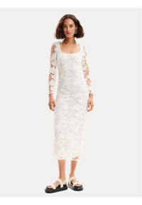Desigual Sukienka letnia Sandalo 24SWVW50 Biały Slim Fit. Kolor: biały. Materiał: bawełna. Sezon: lato #1