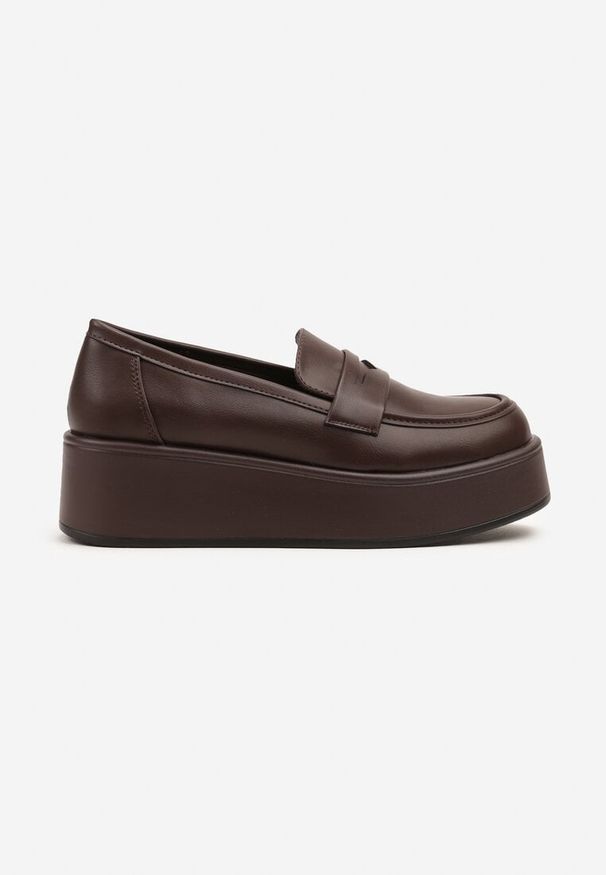 Born2be - Brązowe Mokasyny na Grubej Podeszwie Velritia. Okazja: na co dzień. Kolor: brązowy. Materiał: jeans. Styl: elegancki, casual