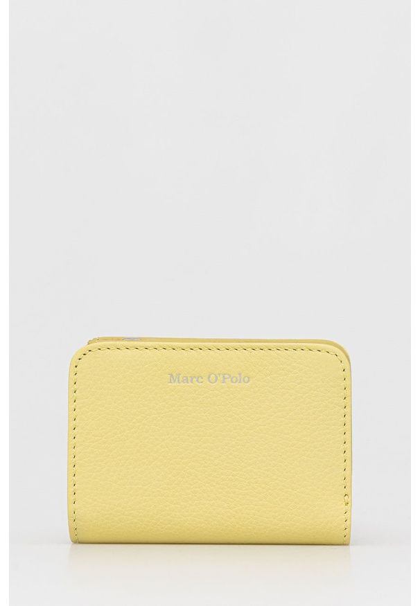 Marc O'Polo portfel skórzany damski kolor żółty. Kolor: żółty. Materiał: skóra. Wzór: gładki