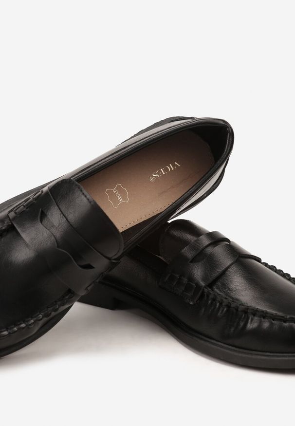 Born2be - Czarne Marszczone Mokasyny Vices ze Skórzaną Wkładką Nestia. Okazja: na co dzień, na spotkanie biznesowe, do pracy. Kolor: czarny. Materiał: skóra. Styl: casual, biznesowy, elegancki