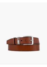 Ryłko - Rudy pasek ze skóry licowej. Kolor: brązowy. Materiał: skóra. Styl: street, klasyczny, elegancki #1