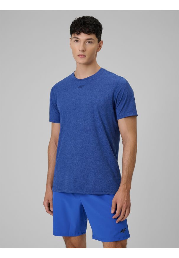 4f - 4F Koszulka treningowa regular szybkoschnąca męska - niebieska 3XL. Kolor: niebieski. Materiał: skóra. Sport: fitness