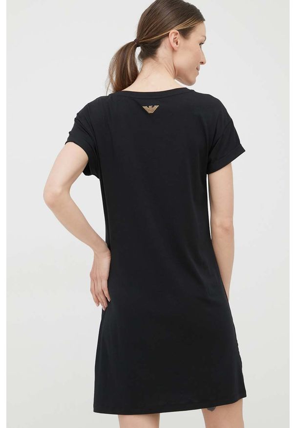EA7 Emporio Armani sukienka kolor czarny mini prosta. Okazja: na co dzień. Kolor: czarny. Wzór: nadruk. Typ sukienki: proste. Styl: casual. Długość: mini