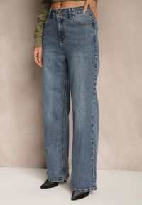 Renee - Niebieskie Jeansy Dzwony High Waist Selphire. Stan: podwyższony. Kolor: niebieski. Długość: krótkie. Styl: retro #3