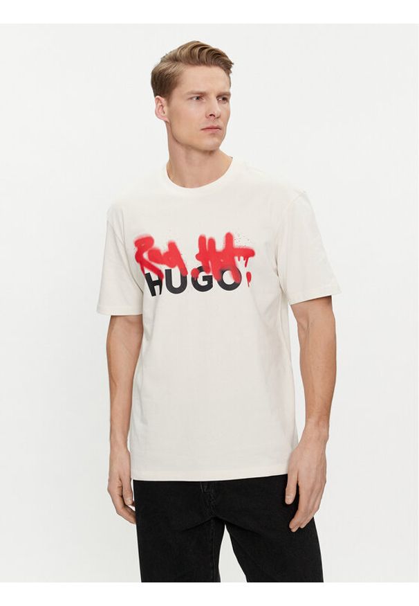 Hugo T-Shirt Dinricko 50508513 Biały Relaxed Fit. Kolor: biały. Materiał: bawełna