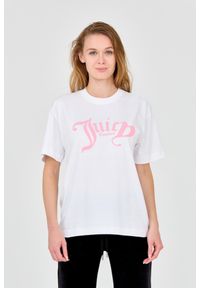 Juicy Couture - JUICY COUTURE Biały t-shirt damski Amanza. Kolor: biały. Materiał: bawełna