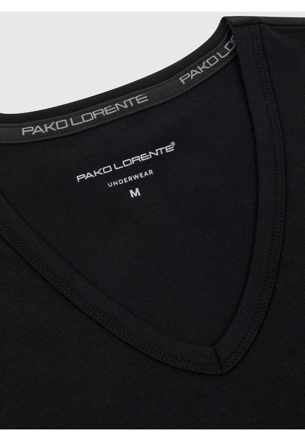 Pako Lorente - PAKO LORENTE – T-shirt v-neck w czarnym kolorze, dwupak. Kolor: biały, czarny. Materiał: bawełna, elastan. Długość rękawa: krótki rękaw. Długość: krótkie