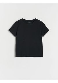 Reserved - Bawełniany t-shirt basic - czarny. Kolor: czarny. Materiał: bawełna
