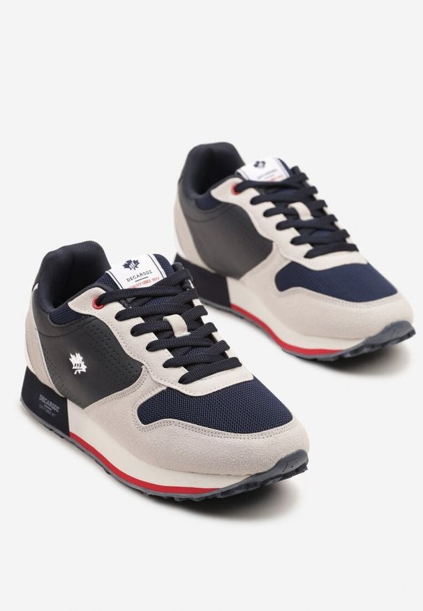 Born2be - Granatowe Buty Sportowe Sneakersy z Ozdobnym Liściem i Perforacją Zaliennea. Okazja: na co dzień. Kolor: niebieski. Materiał: dresówka
