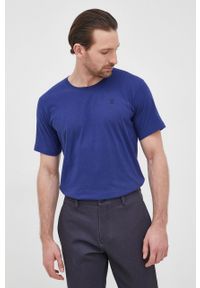 G-Star RAW - G-Star Raw t-shirt bawełniany gładki. Okazja: na co dzień. Kolor: niebieski. Materiał: bawełna. Wzór: gładki. Styl: casual