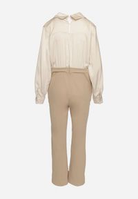 Born2be - Beżowy Elegancki Kombinezon z Kopertową Górą i Szerokim Dołem Boleeti. Okazja: na co dzień. Kolor: beżowy. Styl: elegancki #5