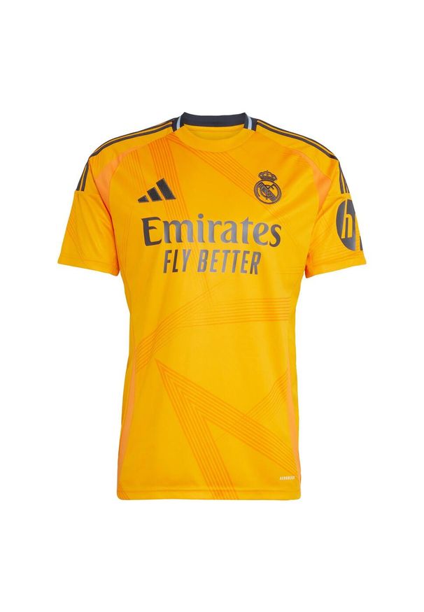 Adidas - Koszulka Real Madrid 24/25 Away. Kolor: pomarańczowy. Materiał: materiał