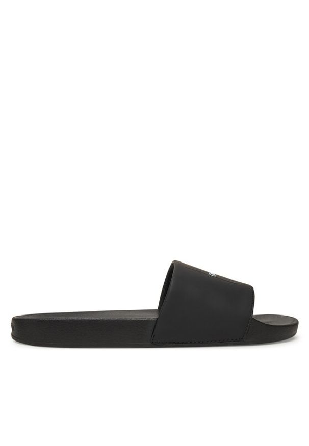 Calvin Klein Klapki Pool Slide W/ Ck Square HM0HM01754 Czarny. Kolor: czarny. Materiał: skóra