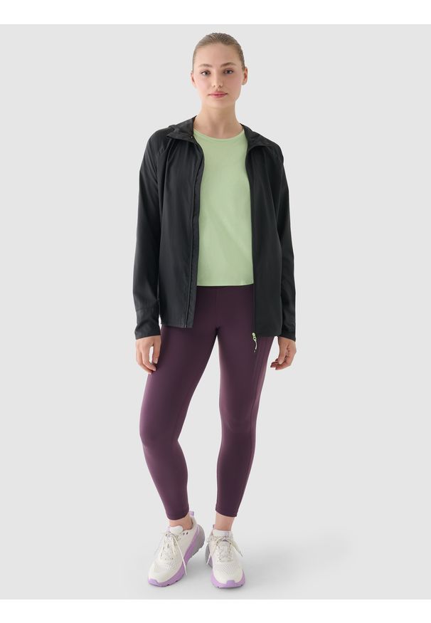 4f - 4F Kurtka do biegania Ultralight damska - szara XXL. Typ kołnierza: kaptur, kołnierzyk stójkowy. Kolor: szary. Materiał: włókno, materiał. Długość rękawa: raglanowy rękaw. Długość: krótkie. Sport: fitness, bieganie