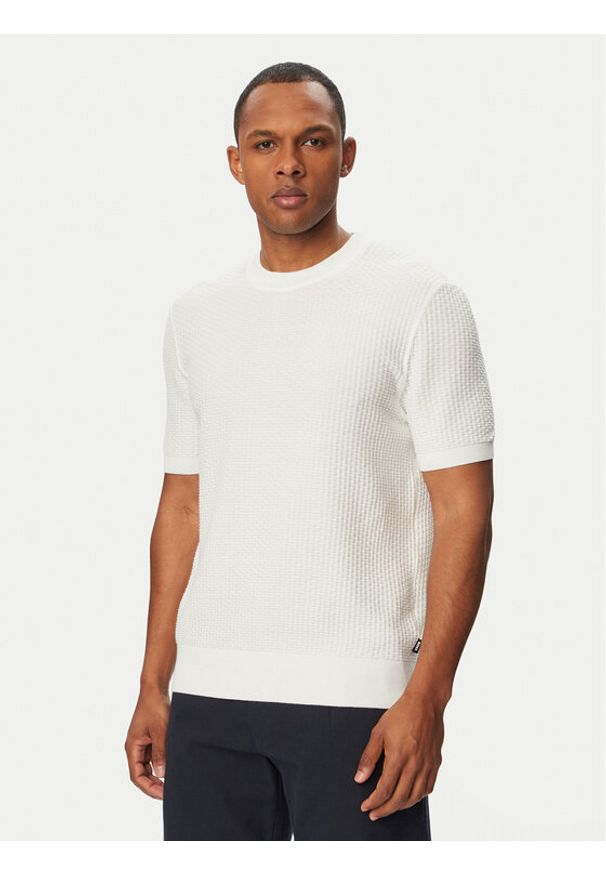 BOSS Sweter H-Nilton 50560468 Biały Regular Fit. Kolor: biały. Materiał: bawełna